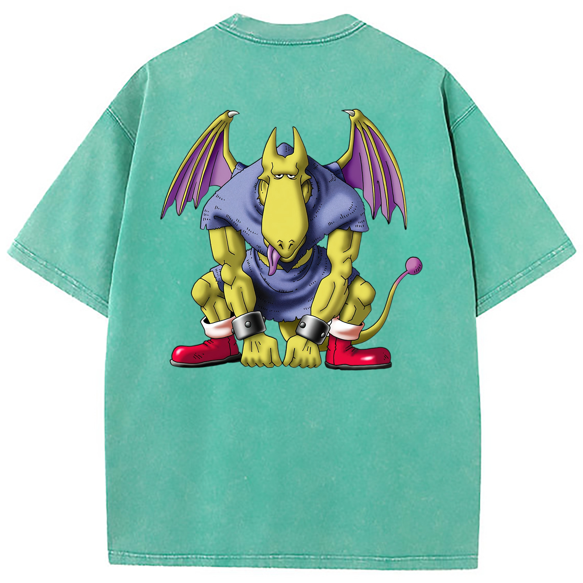 （画像用） ドラゴンクエスト Doragon Kuesuto Dragon Quest 綿100% ヴィンテージ風 半袖Tシャツ（背面プリント）
